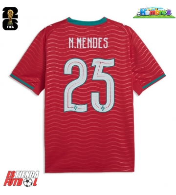 Portugal Nuno Mendes #25 Primera Equipación Mundial 2026 Manga Corta